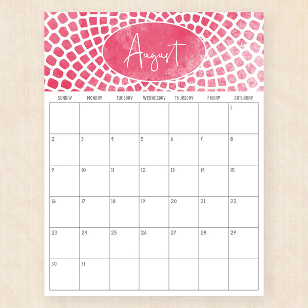 august 2026 calendar pattern parade