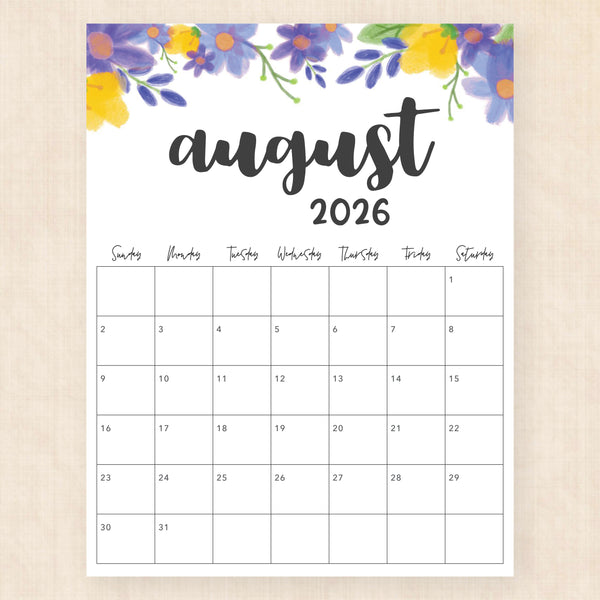 august 2026 calendar garland gaze