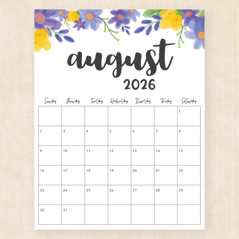 august 2026 calendar garland gaze