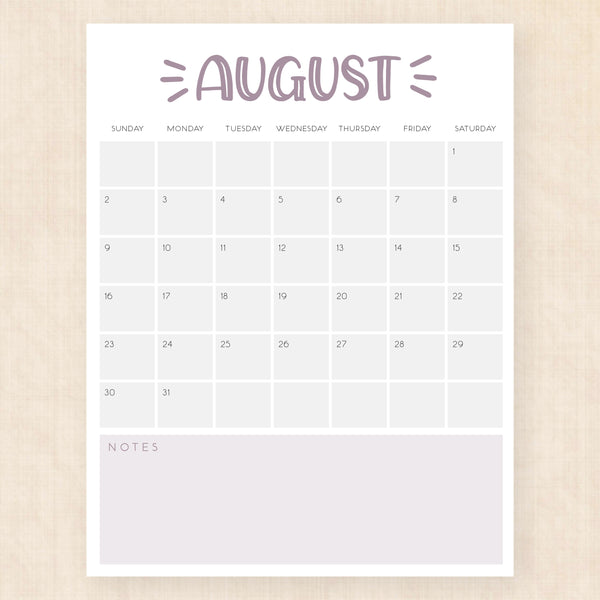 august 2026 calendar sassy splash