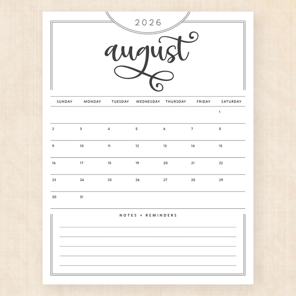 august 2026 calendar flawless flourish