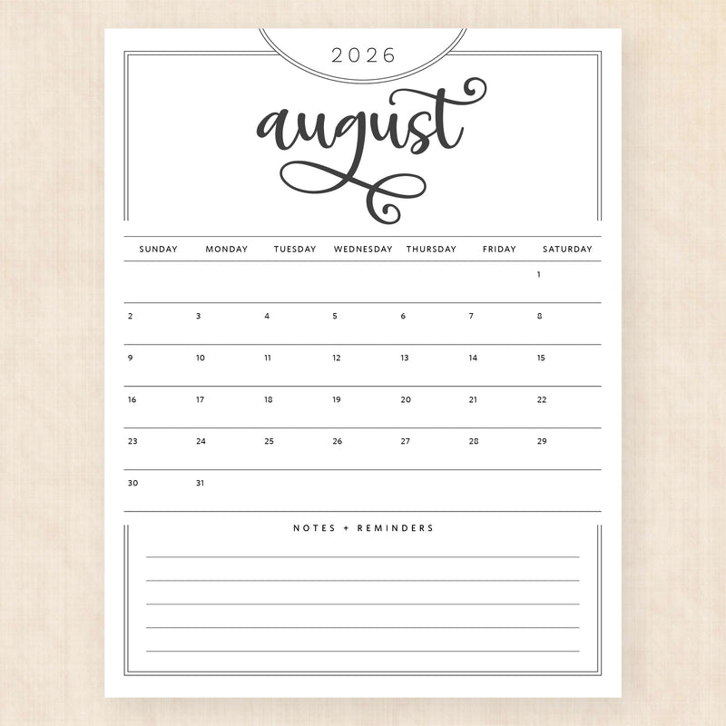 august 2026 calendar flawless flourish