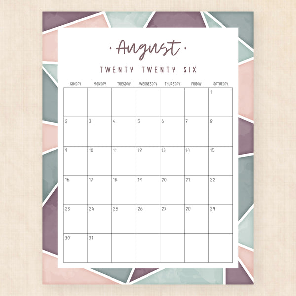 august 2026 calendar majestic mosaic