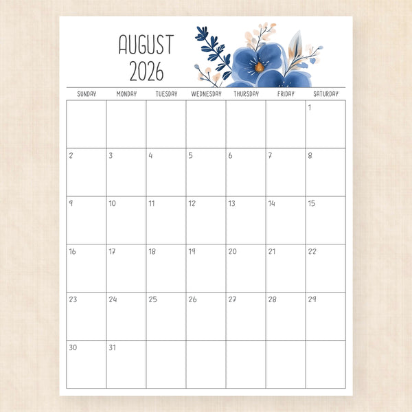 august 2026 calendar royal reverie