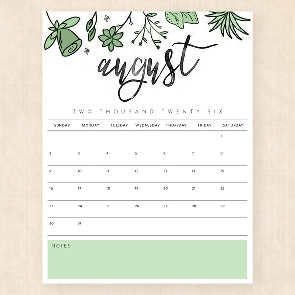 august 2026 calendar pixie prairie