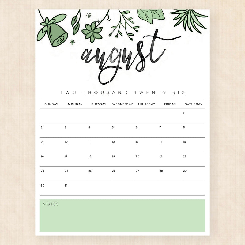 august 2026 calendar pixie prairie