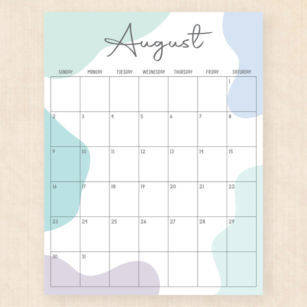 august 2026 calendar rainforest rhapsody