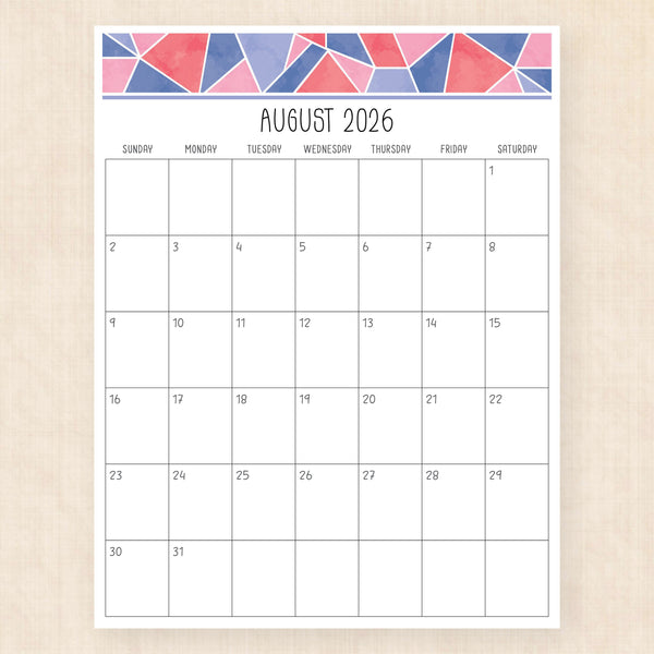 august 2026 calendar magic mosaic