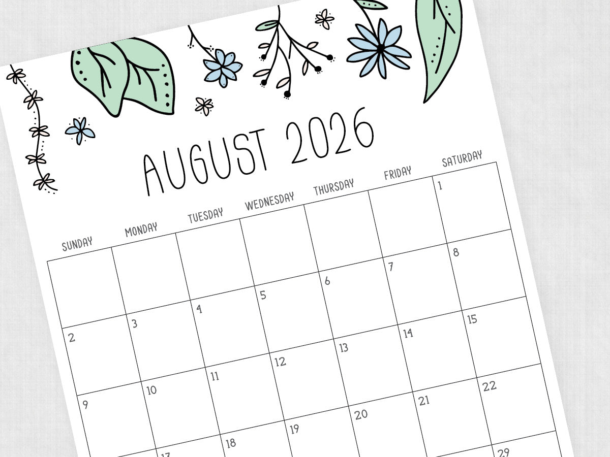august 2026 calendar template