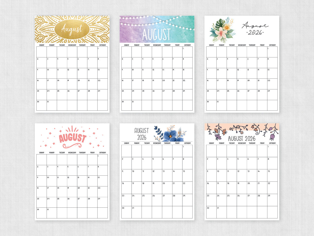 august 2026 printable calendar
