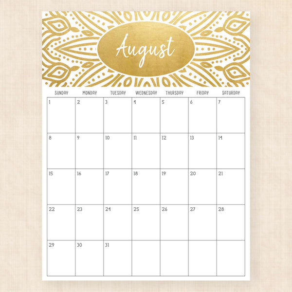 august 2027 calendar golden glamour