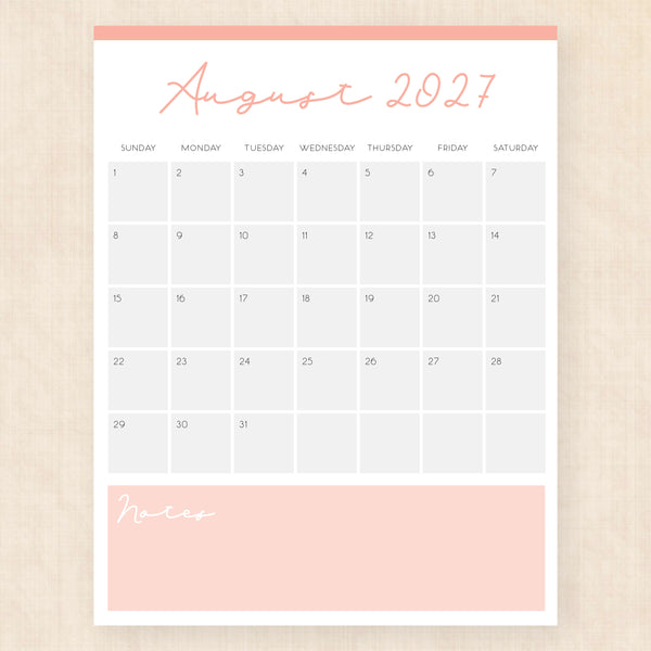 august 2027 calendar serene symphony