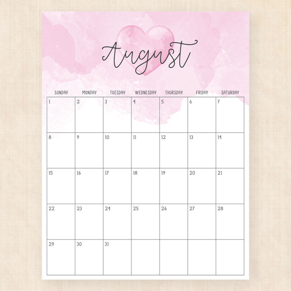 august 2027 calendar colorful crush