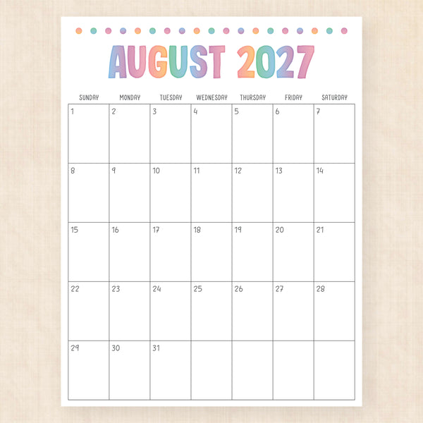 august 2027 calendar electric echo