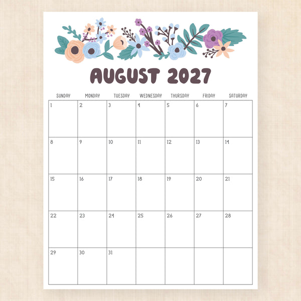 august 2027 calendar driftwood dreams