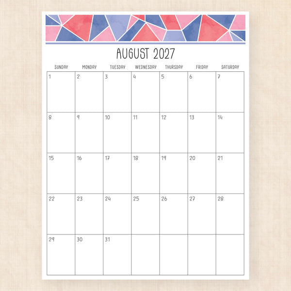 august 2027 calendar magic mosaic