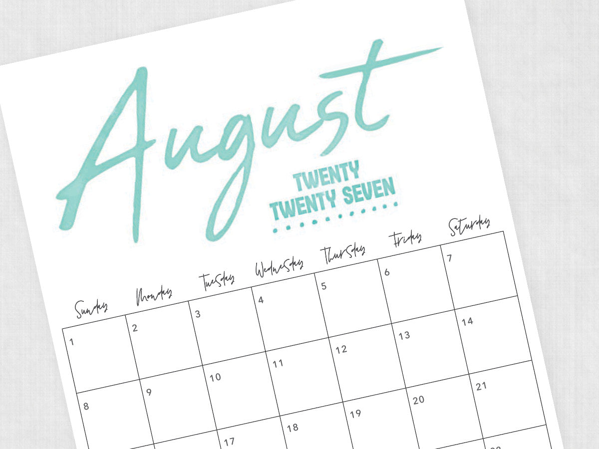 august 2027 calendar template