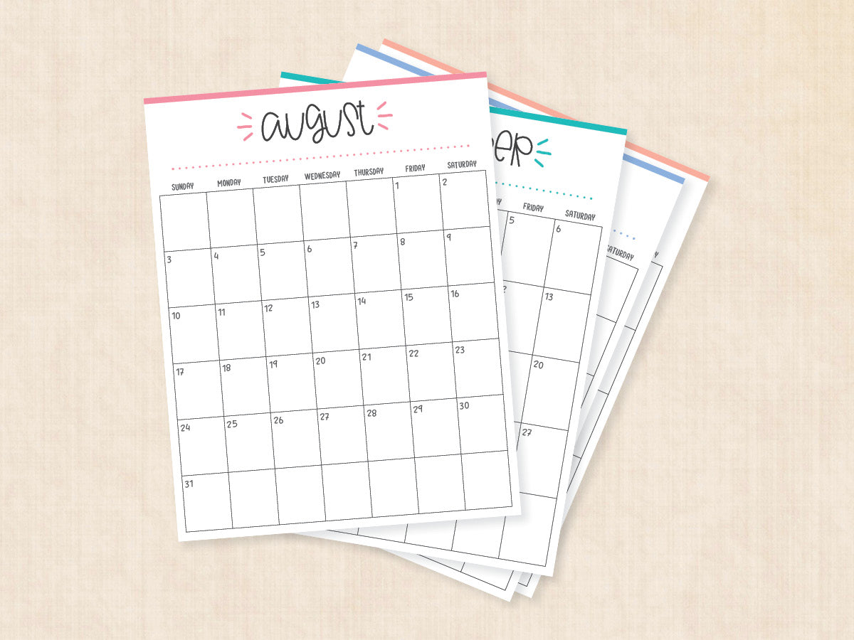 august calendar printable