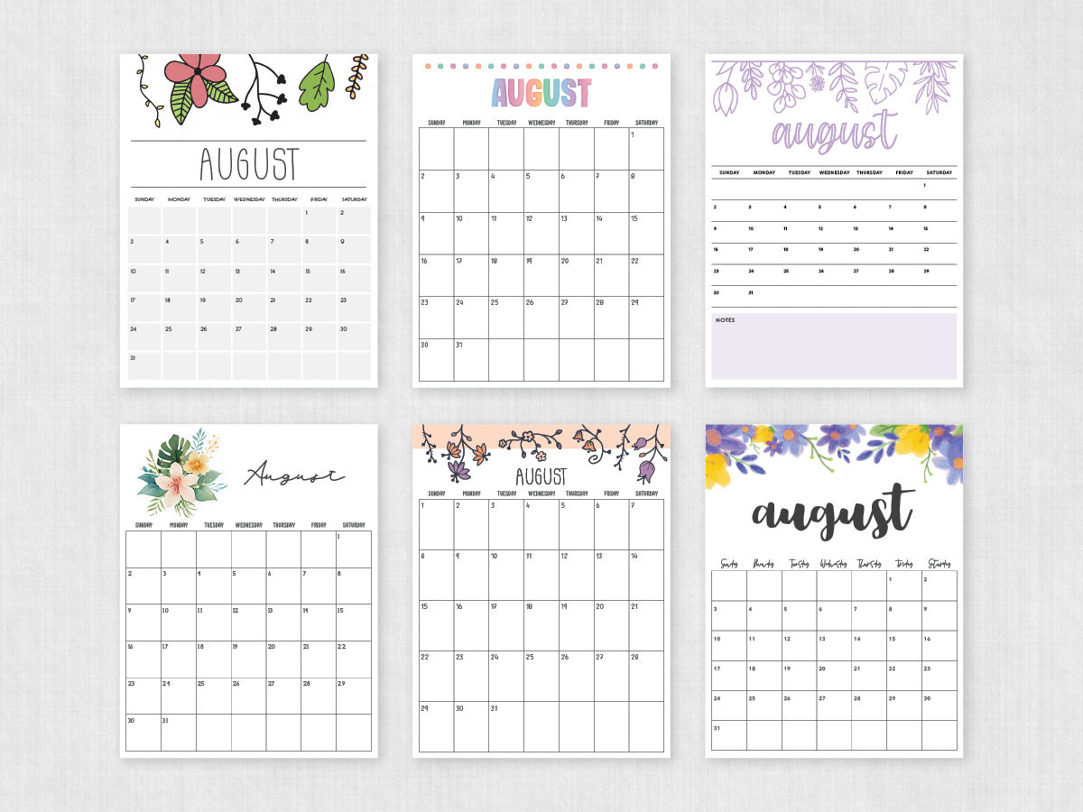 august printable calendar