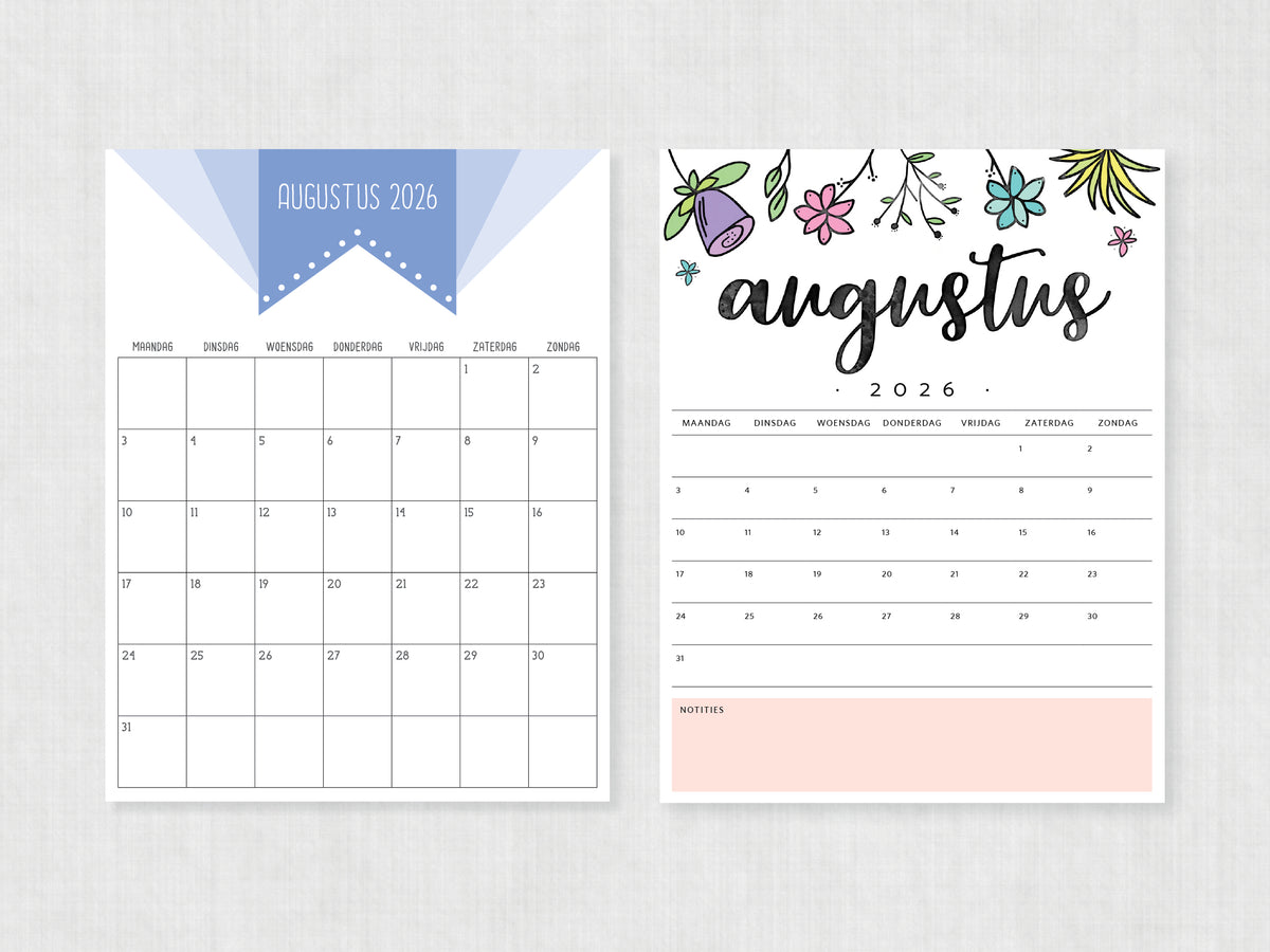 augustus 2026 planner