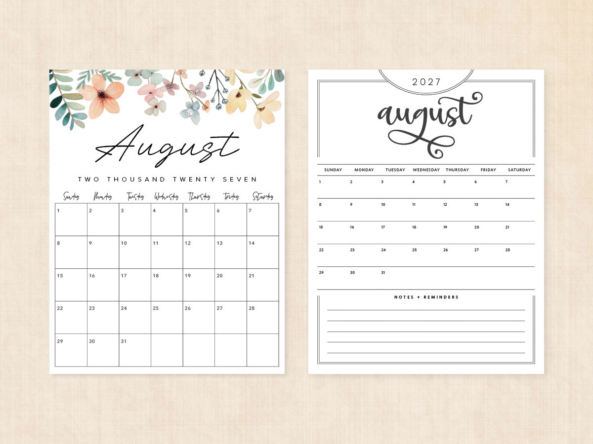 blank august 2027 calendar