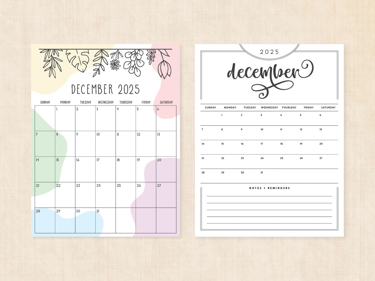 blank december 2025 calendar