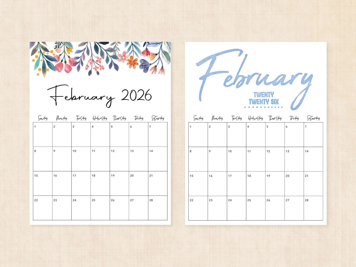 blank february 2026 calendar