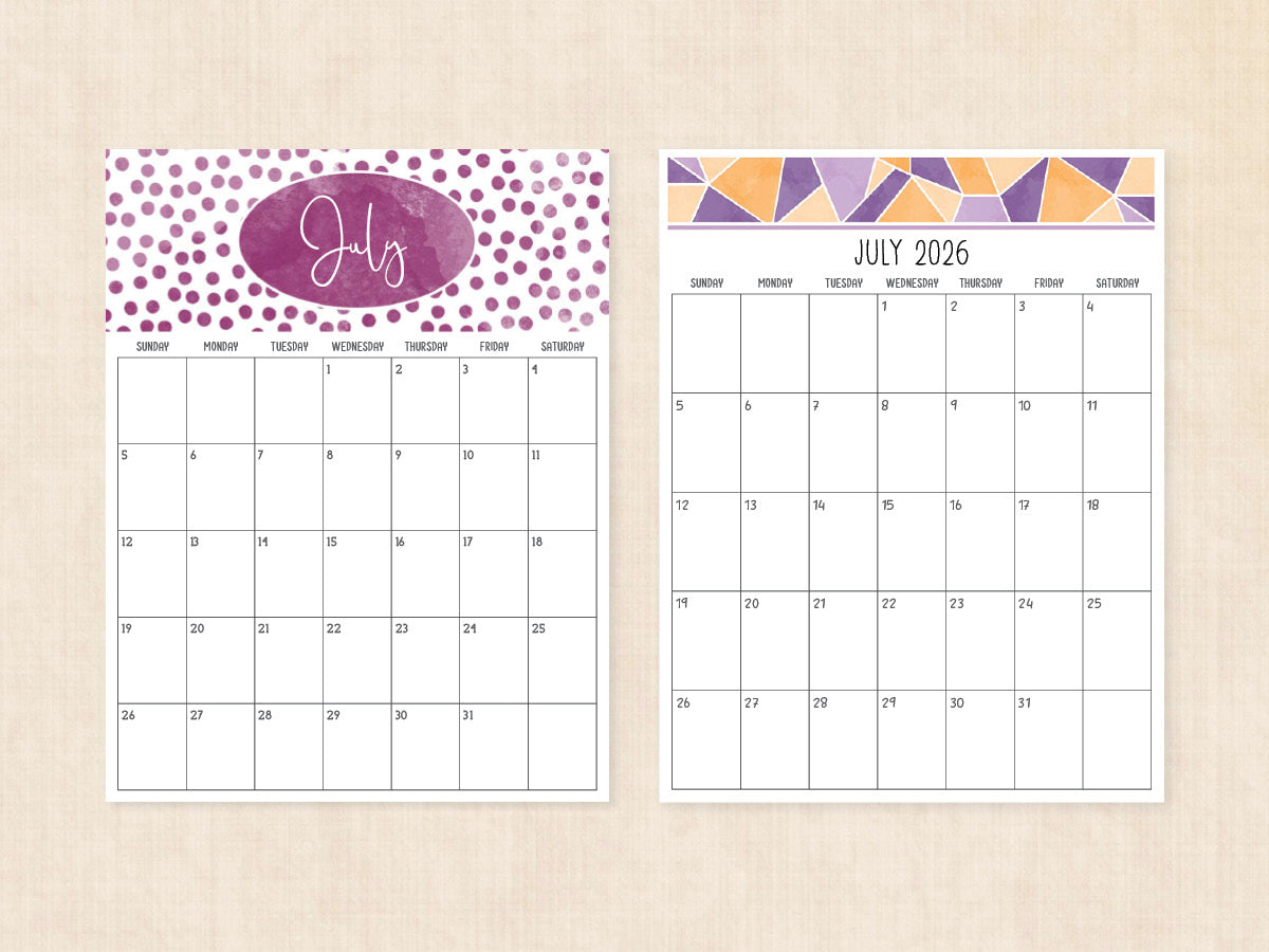 blank july 2026 calendar