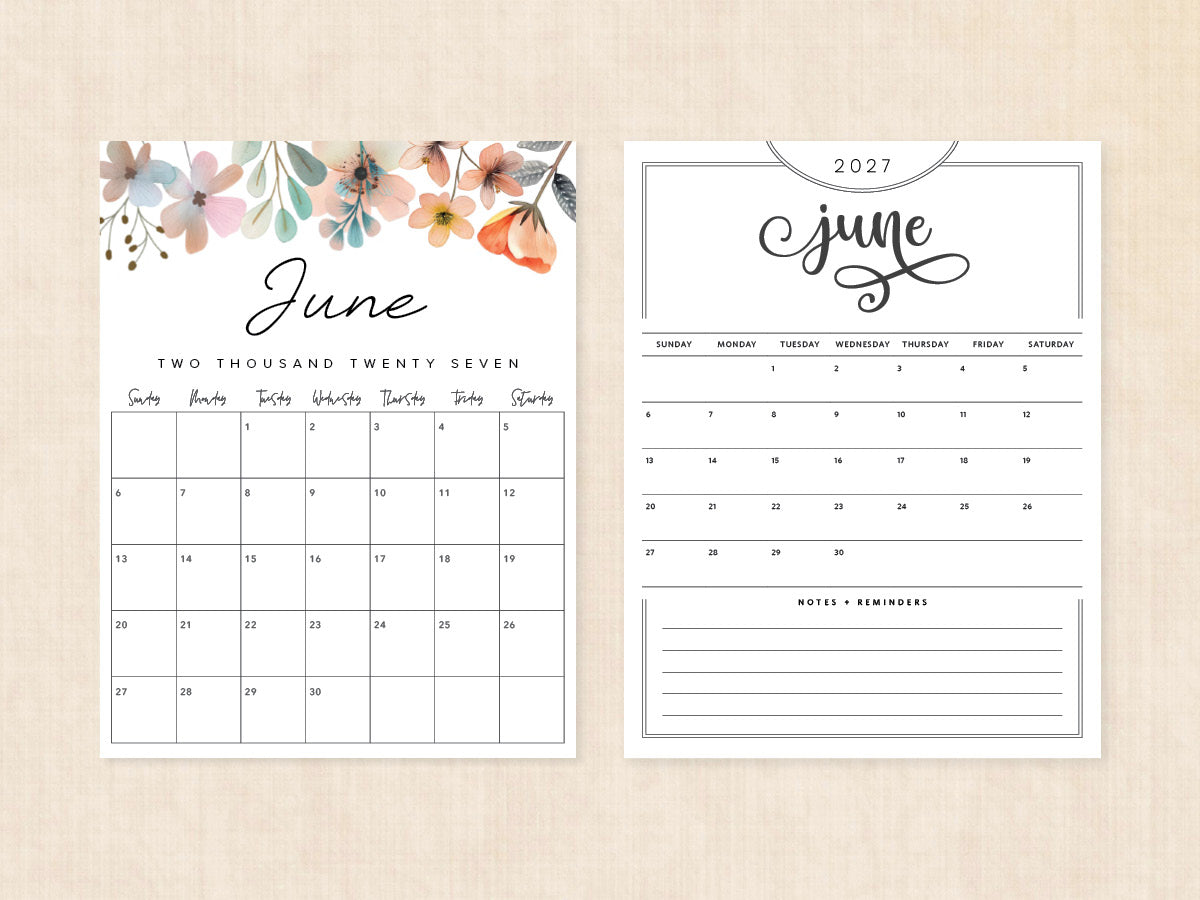blank june 2027 calendar