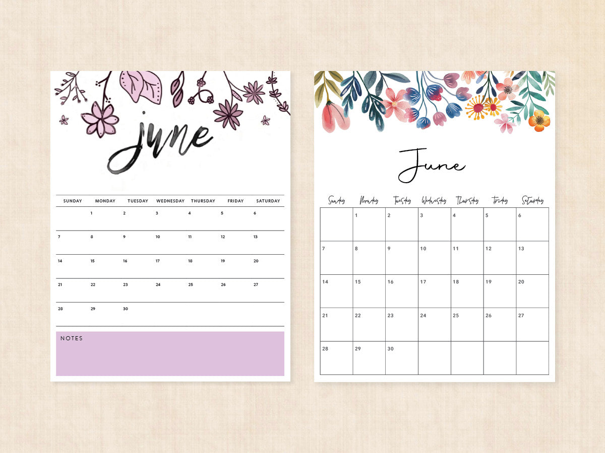 June Calendar · Printable PDF Template