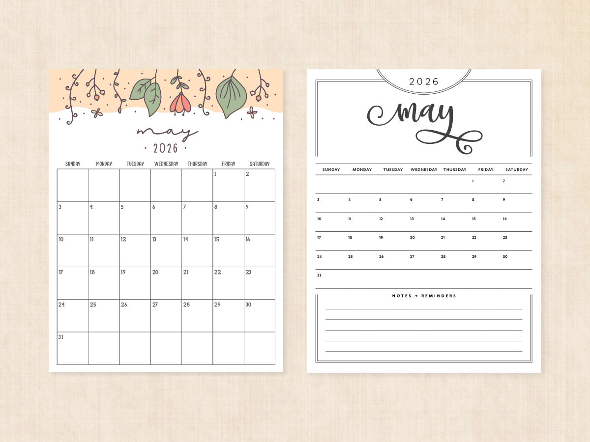 blank may 2026 calendar