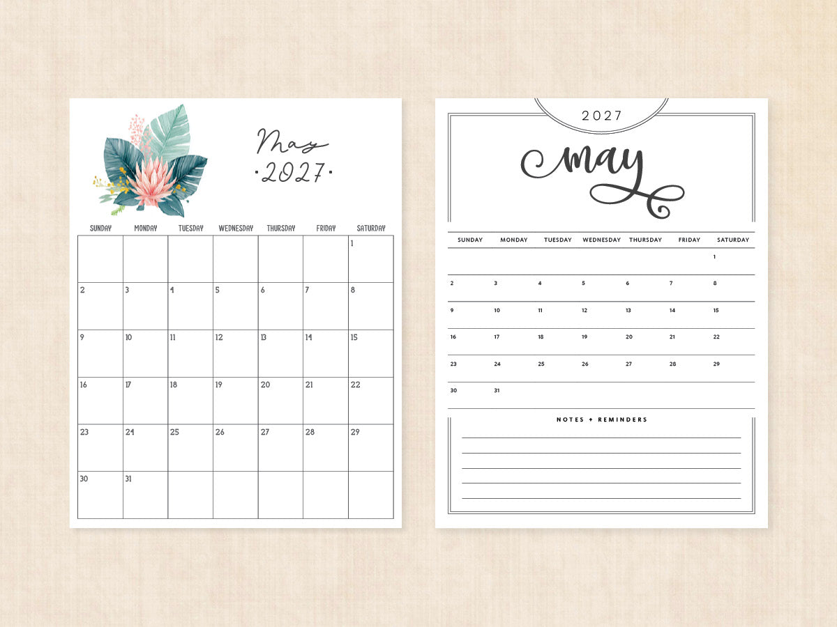 blank may 2027 calendar