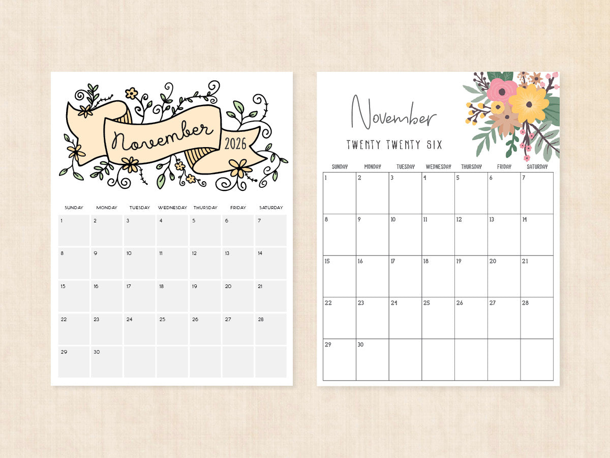 blank november 2026 calendar