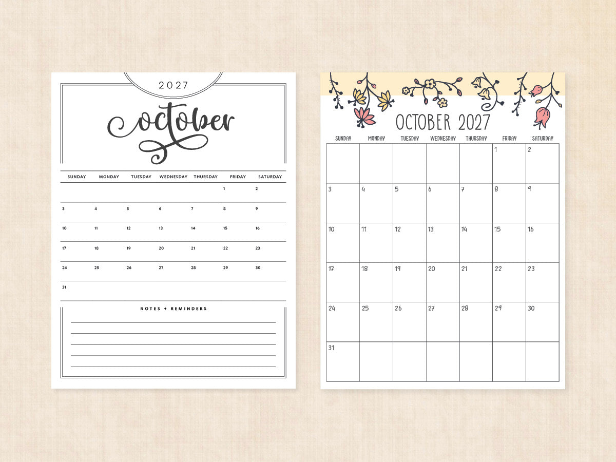 blank october 2027 calendar