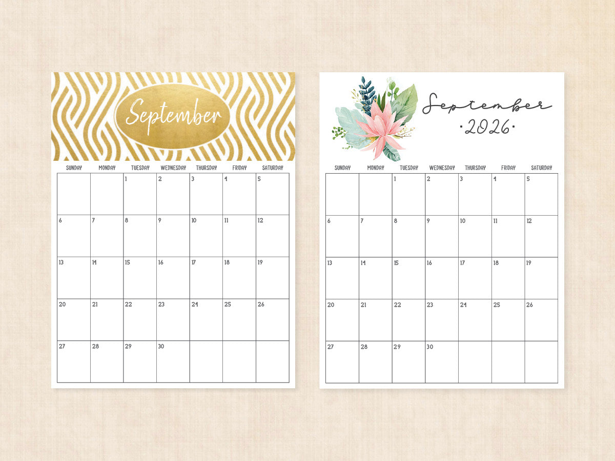 blank september 2026 calendar