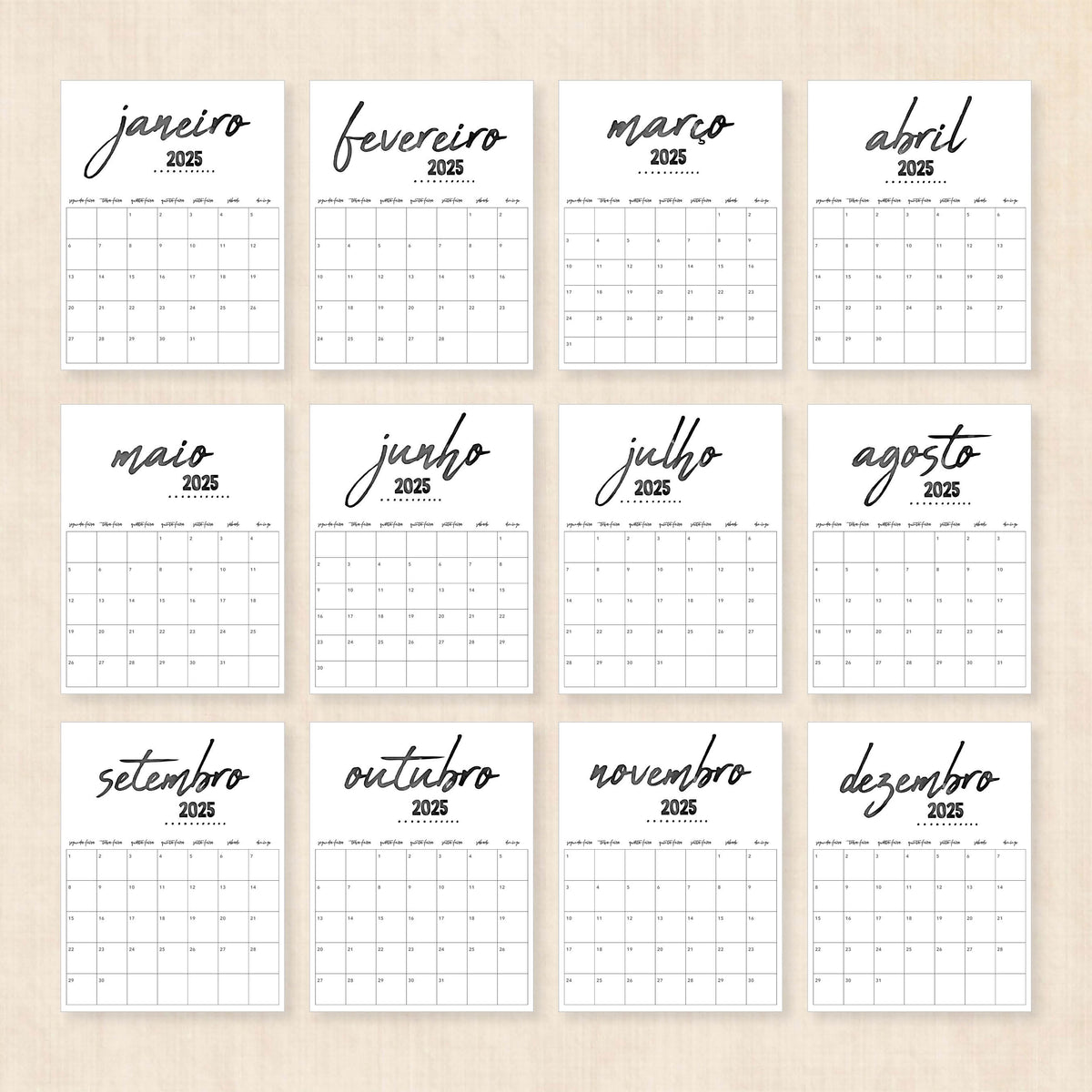 calendário 2025 para imprimir