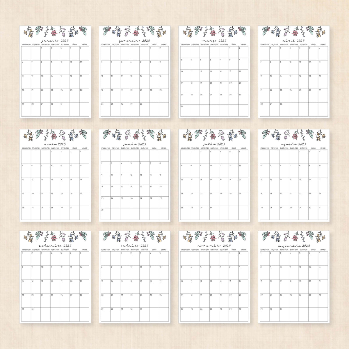 calendário 2025 para imprimir