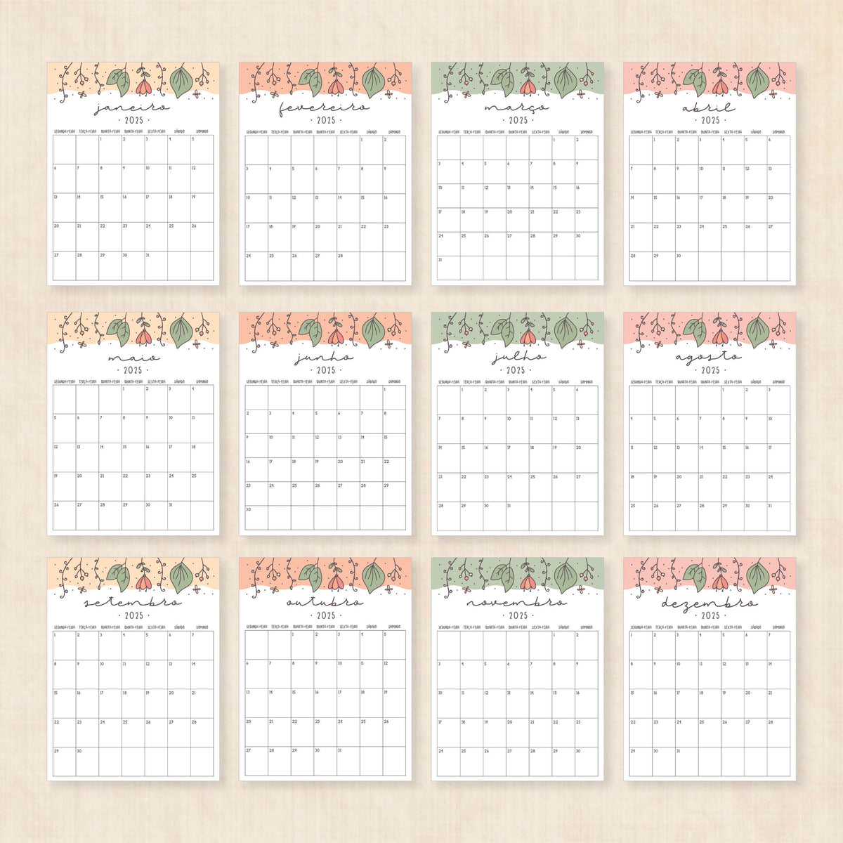 calendário 2025 para imprimir