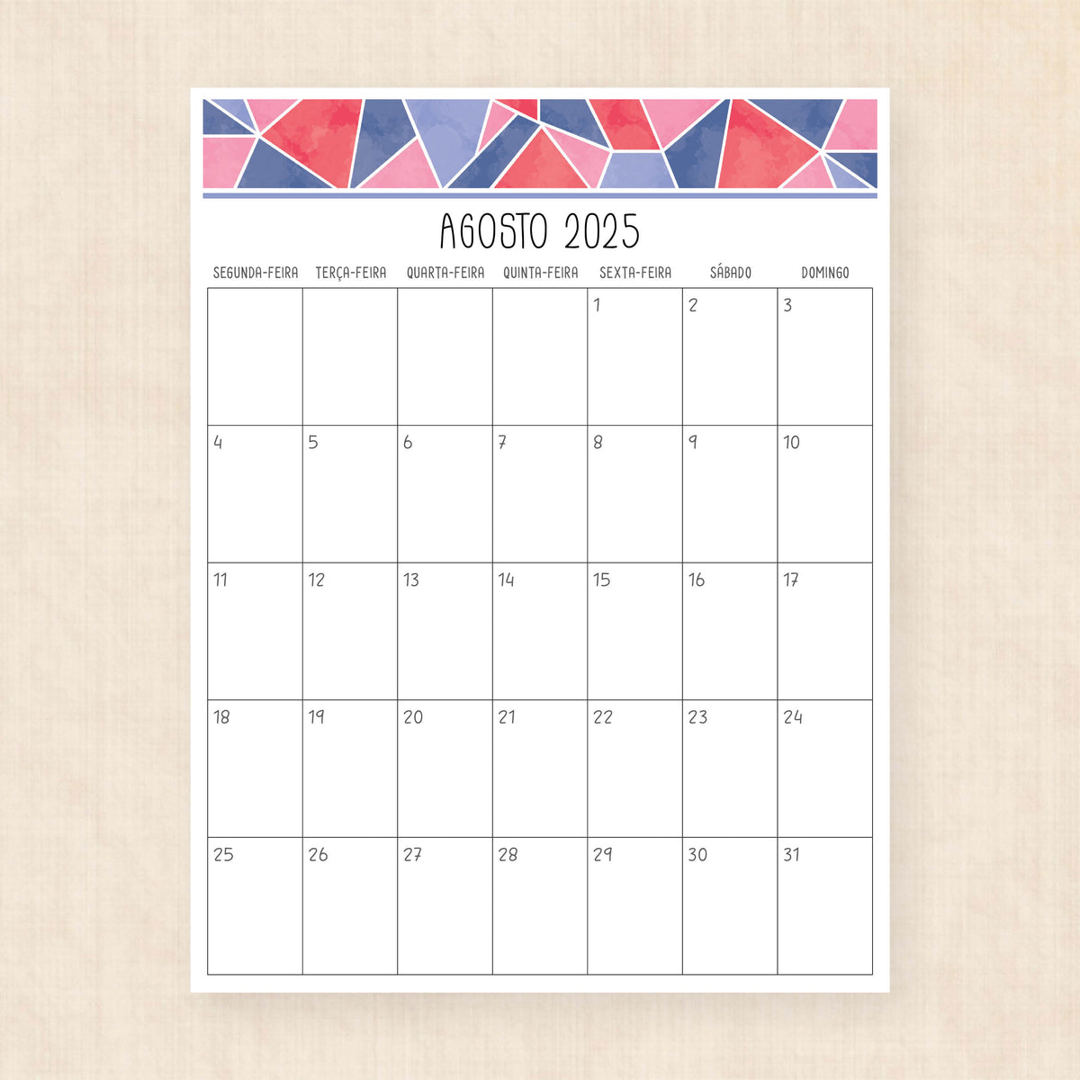 calendário 2025 para imprimir