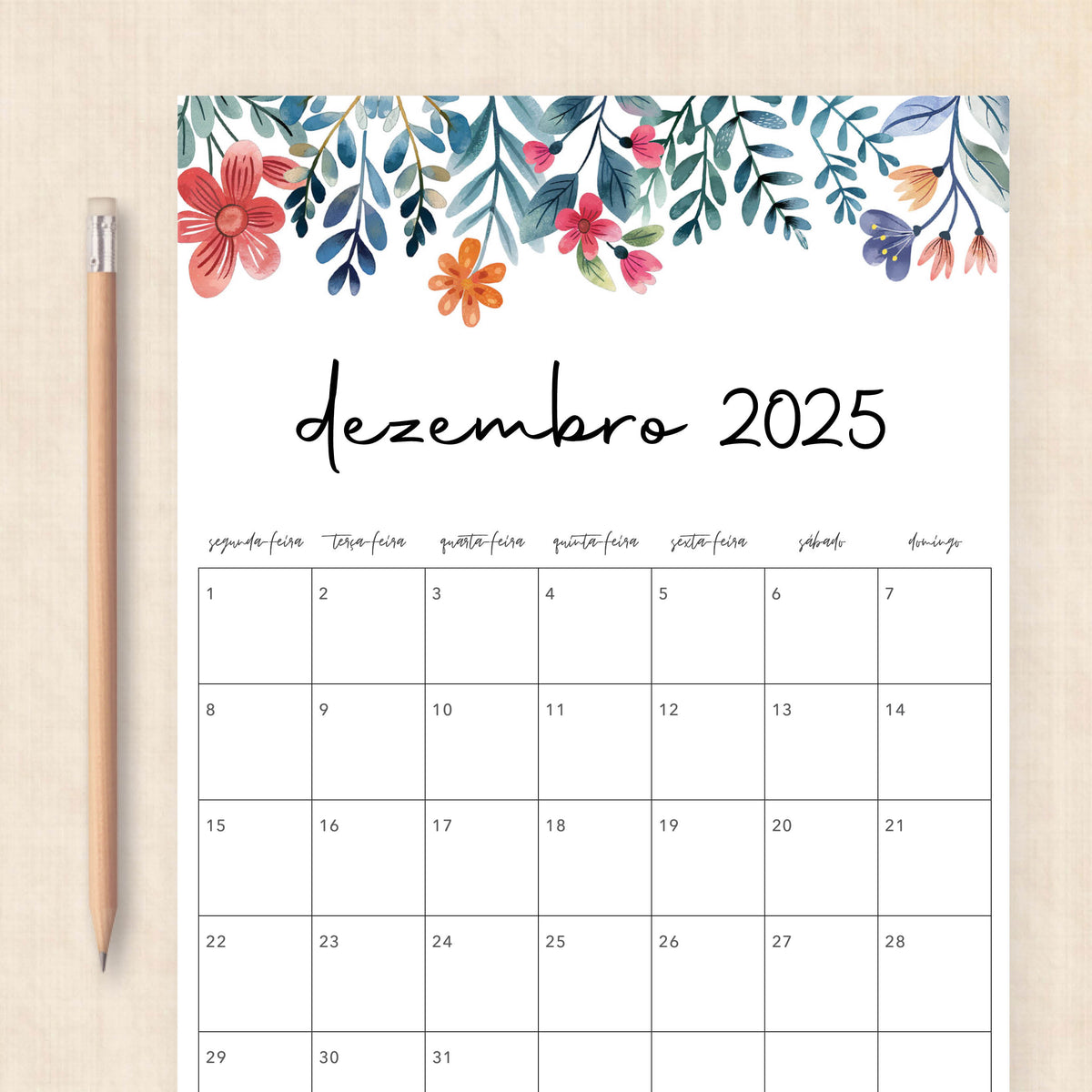 calendário 2025 para imprimir