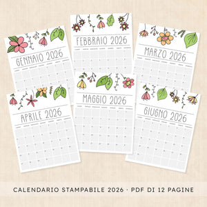 Calendario 2026 da stampare