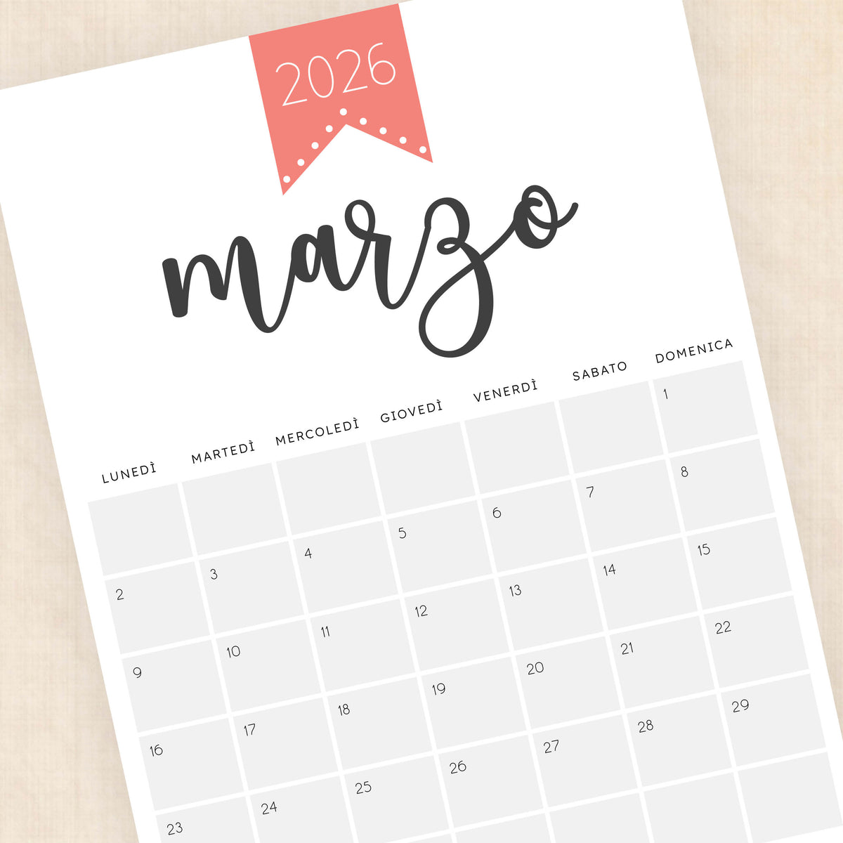 Calendario 2026 da stampare