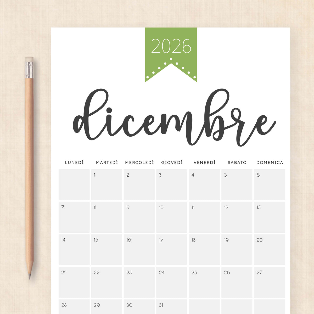 Calendario 2026 da stampare