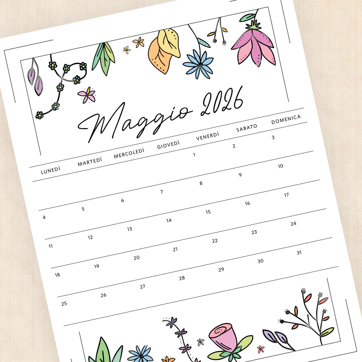 Calendario 2026 da stampare