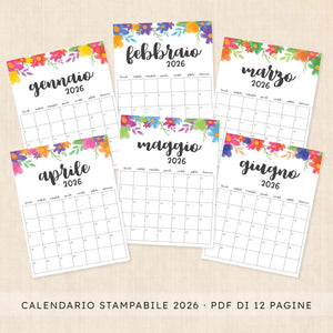 Calendario 2026 da stampare