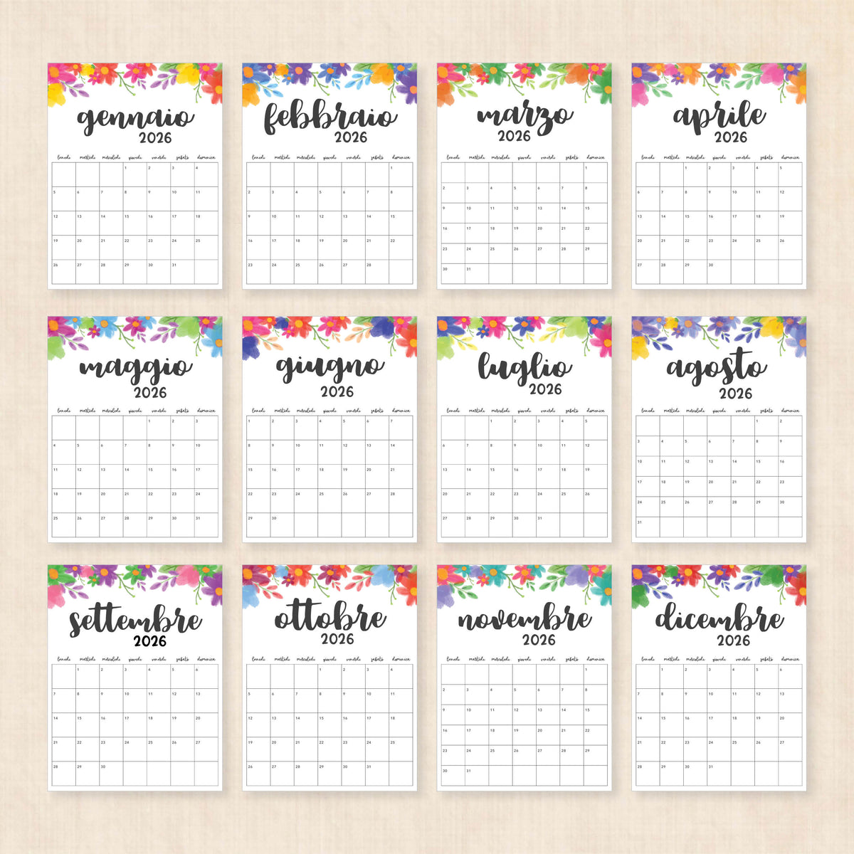 Calendario 2026 da stampare