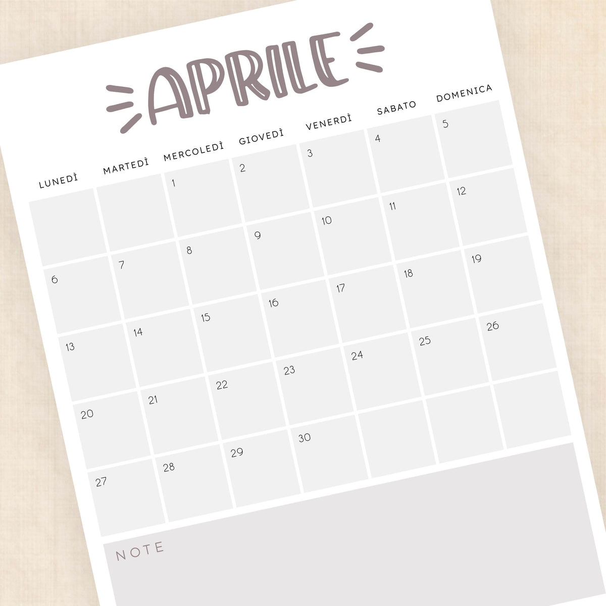 Calendario 2026 da stampare