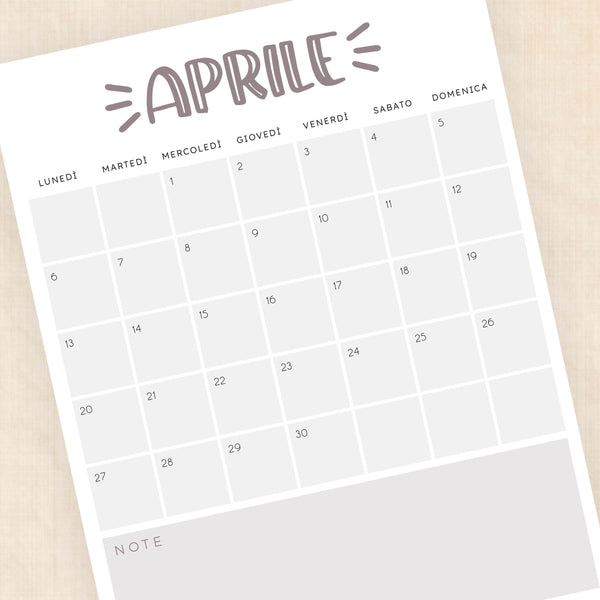 Calendario 2026 da stampare