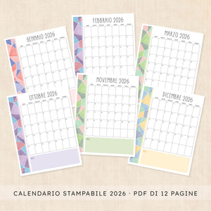 Calendario 2026 da stampare