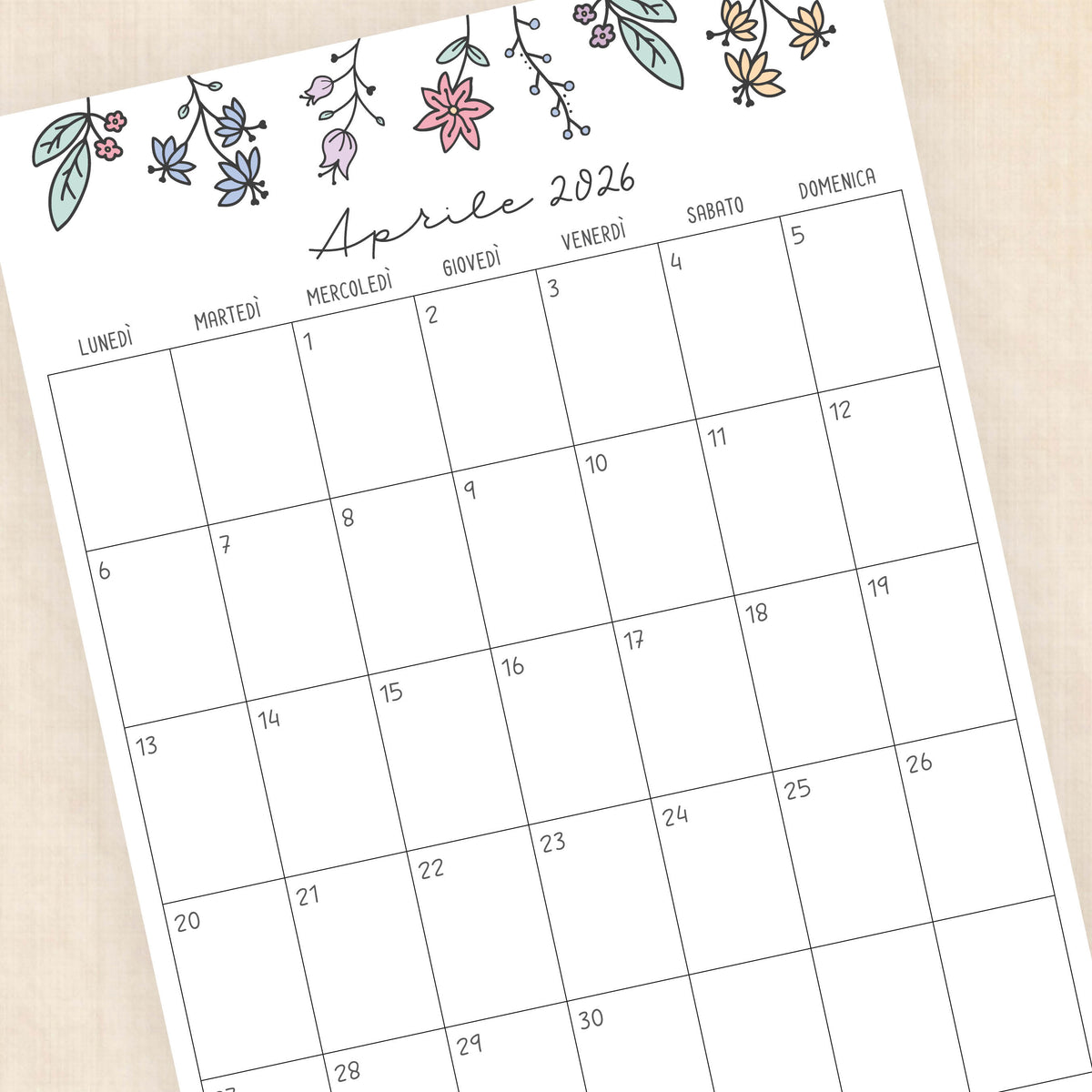 Calendario 2026 da stampare